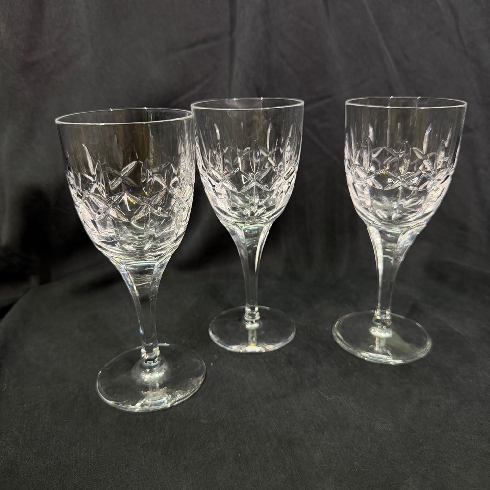Atlantis Crystal Chartres Wine Glasses Set of 3 Cut Lead Crystal Portugal 6.75in